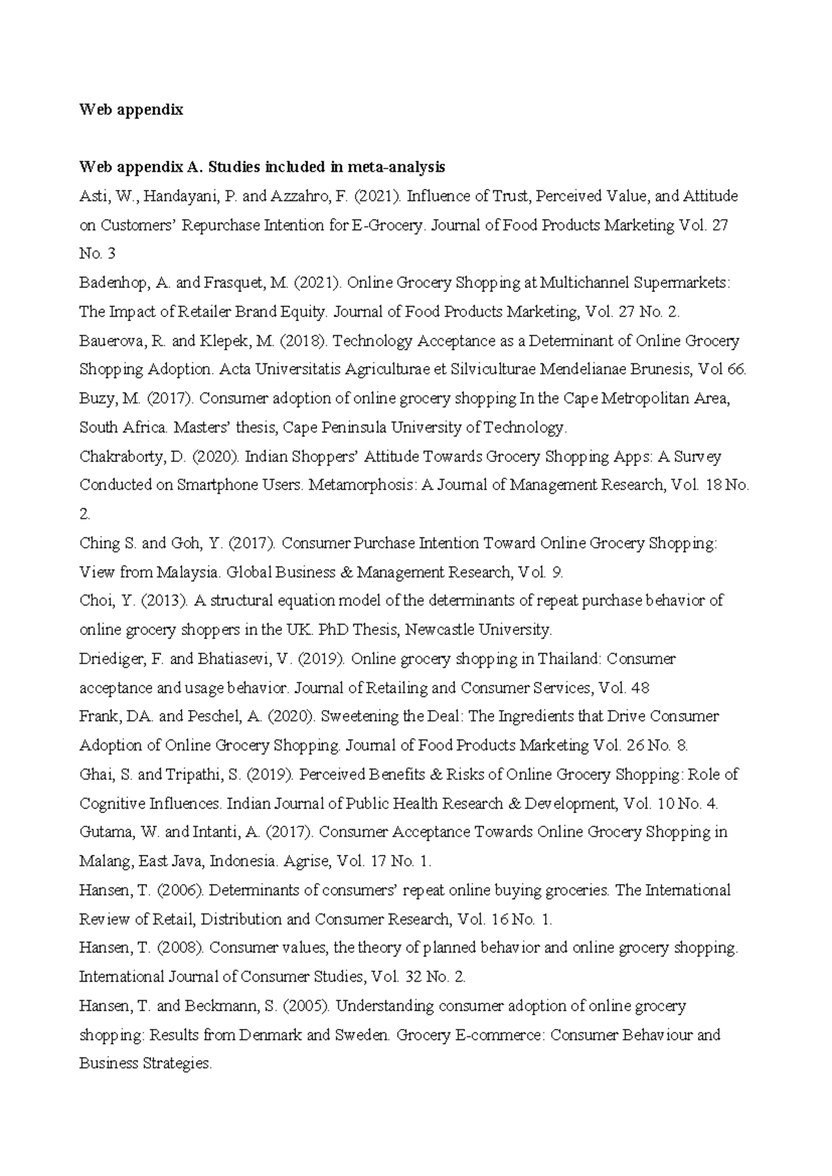 1-s2 - bài tập - Web appendix Web appendix A. Studies included in meta ...