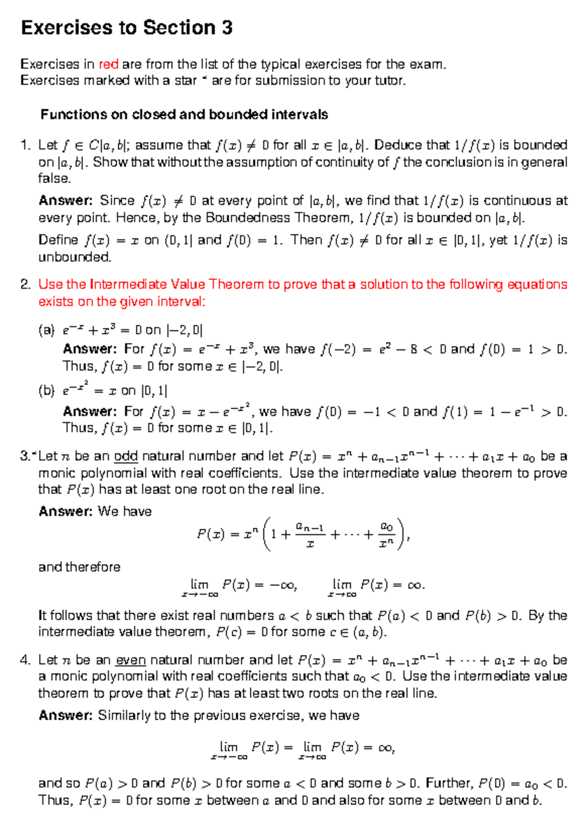 Math 101: Assignment 3 Solutions to Exercise Section 3 - Studocu