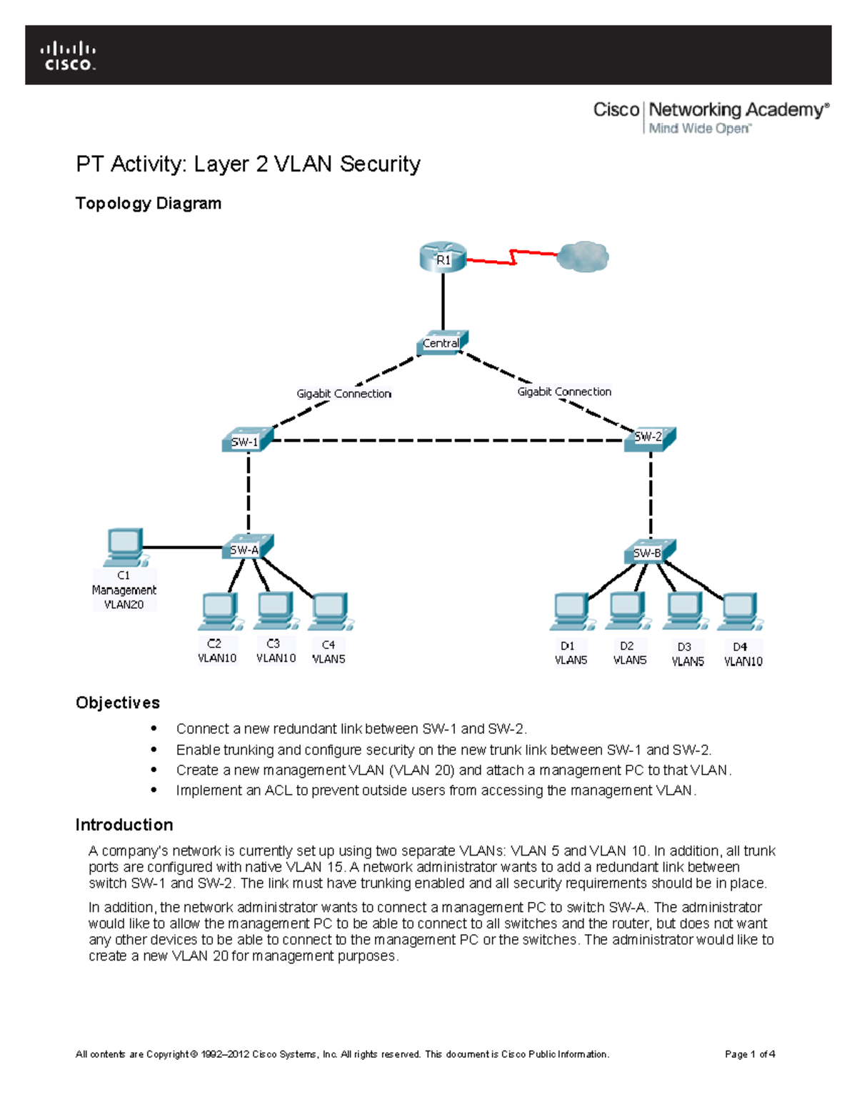 Session 2 PT Activity: Layer 2 VLAN Security Implementation - Studocu