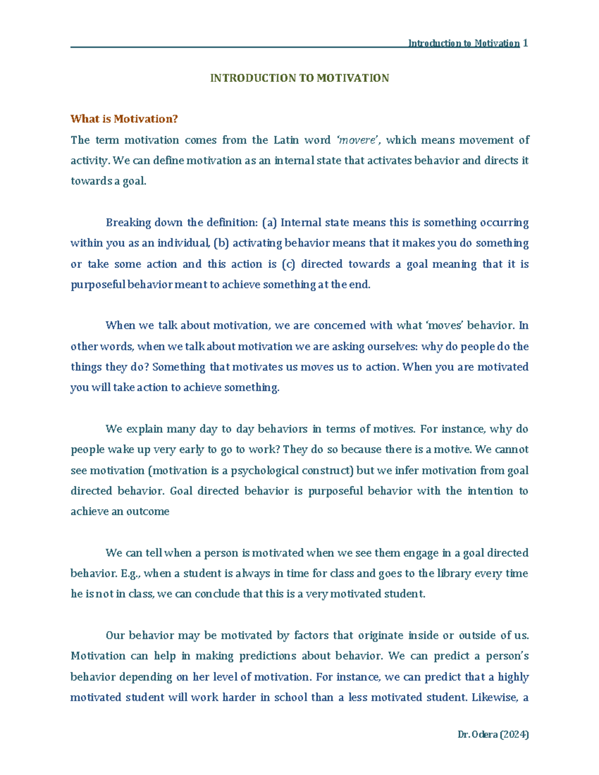Introduction to Motivation: Understanding Internal and External Drivers ...