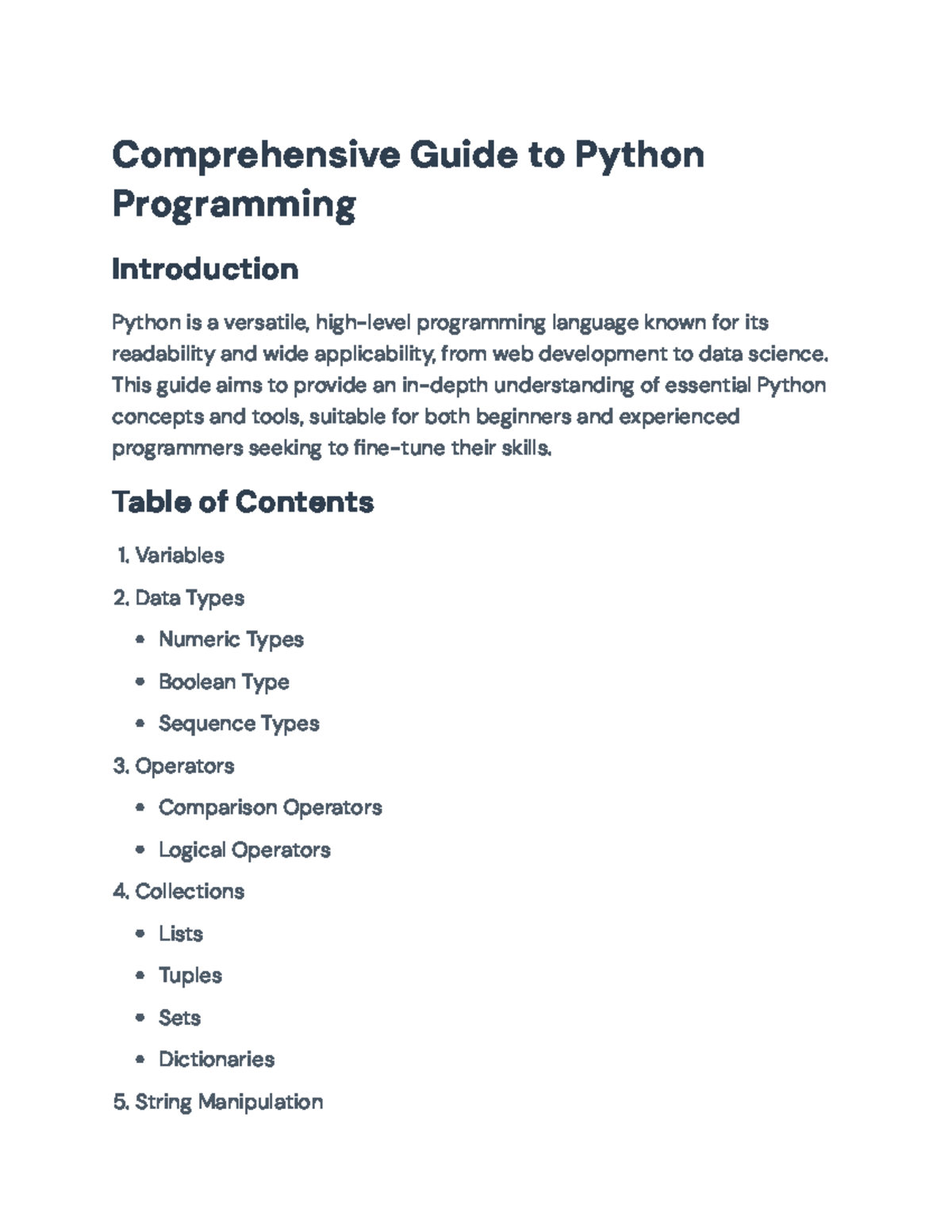 Comprehensive Guide to Python Programming Concepts and Tools ...