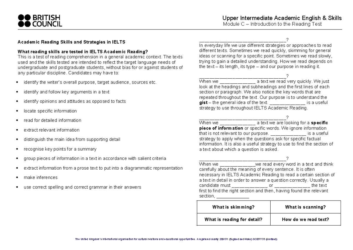 02. Academic Reading Skills and Strategies - Upper Intermediate ...
