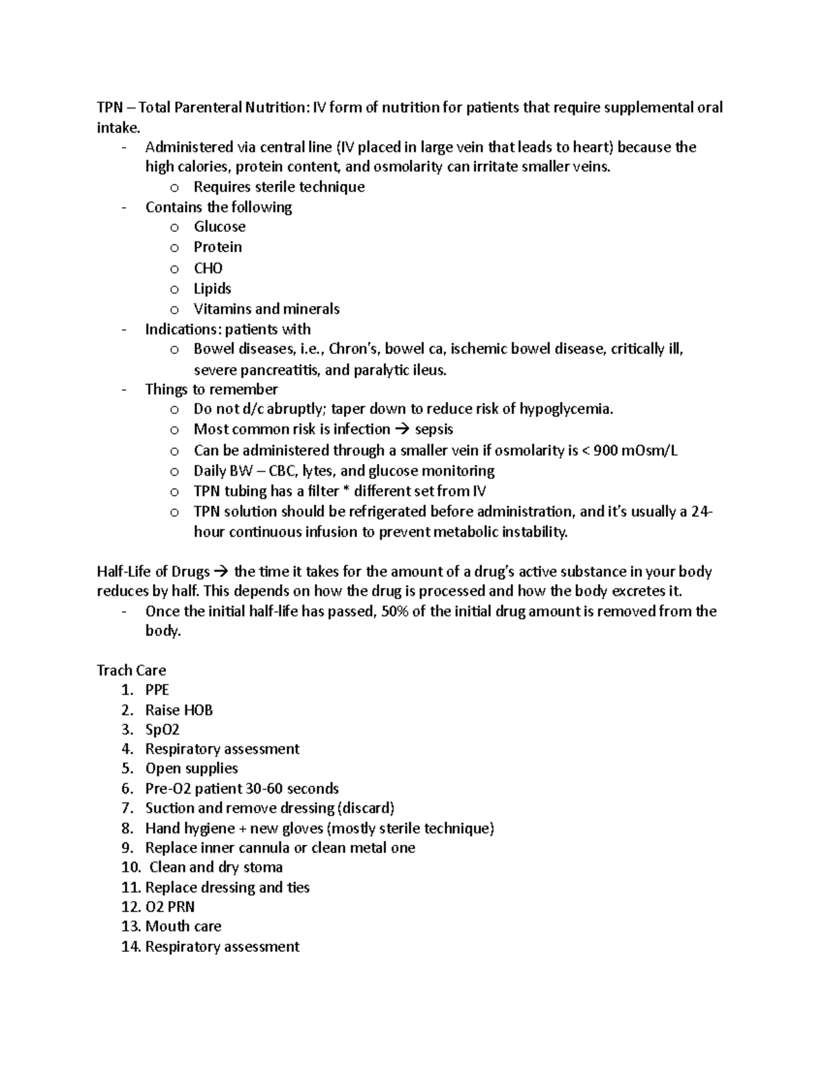 Nursing knowledge screenshots - TPN – Total Parenteral Nutrition: IV ...