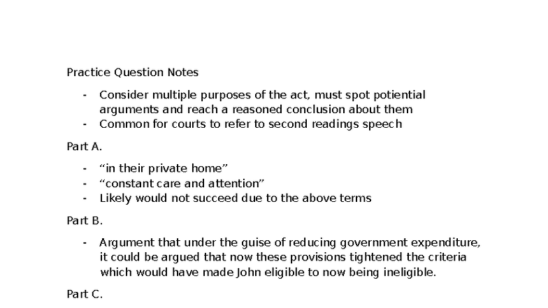 Statutory Interpretation Practice Question Notes - Practice Question ...