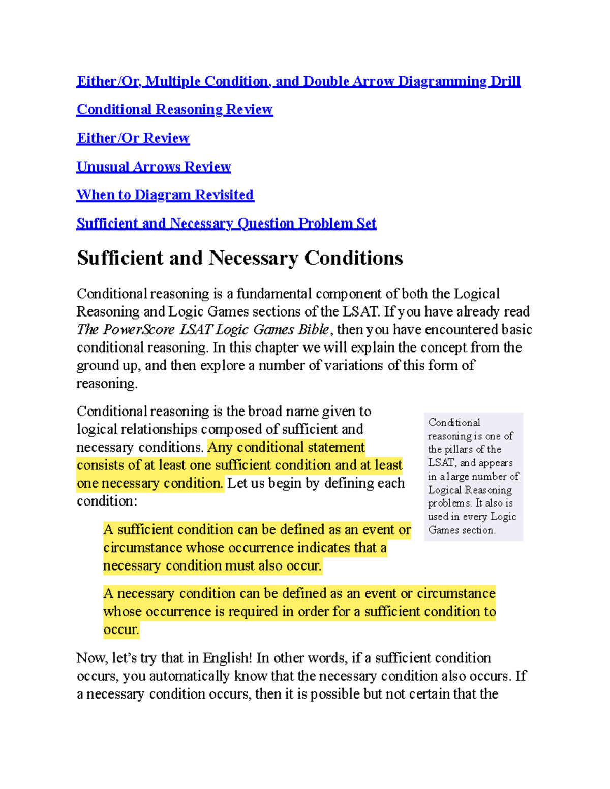 Conditional Reasoning Review: Multiple Conditions & Diagramming Drill (LSAT)  - Studocu