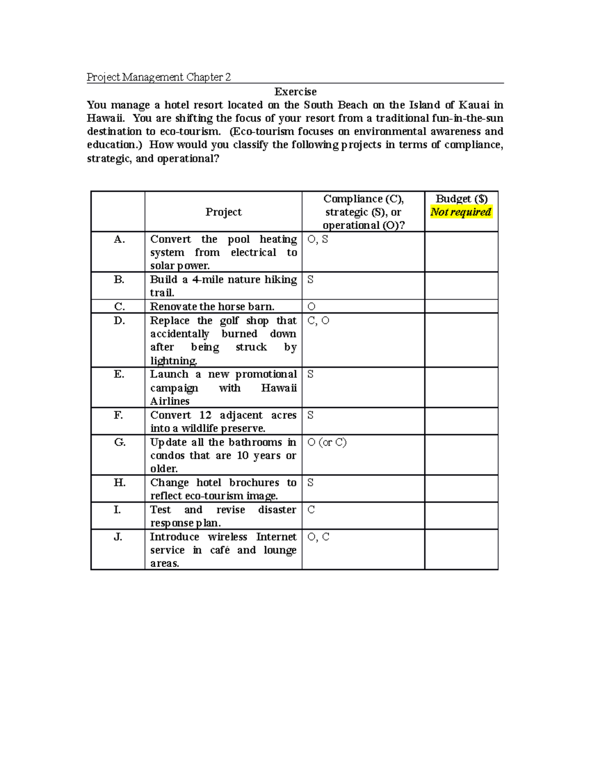 2 Class Exercise 1-Project-Classification-Question - Project Management ...