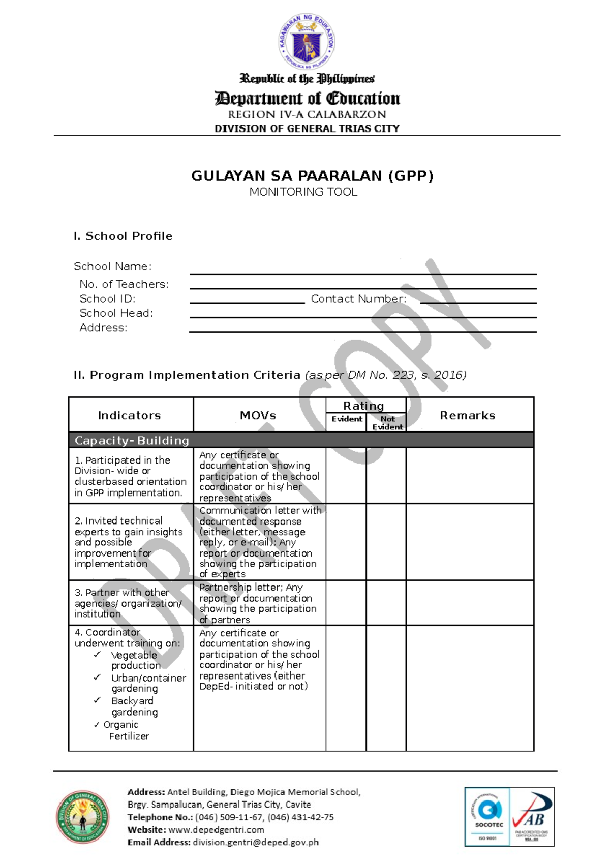 GPP Monitoring Tool - Comprehensive Guide for School Gardens - Studocu
