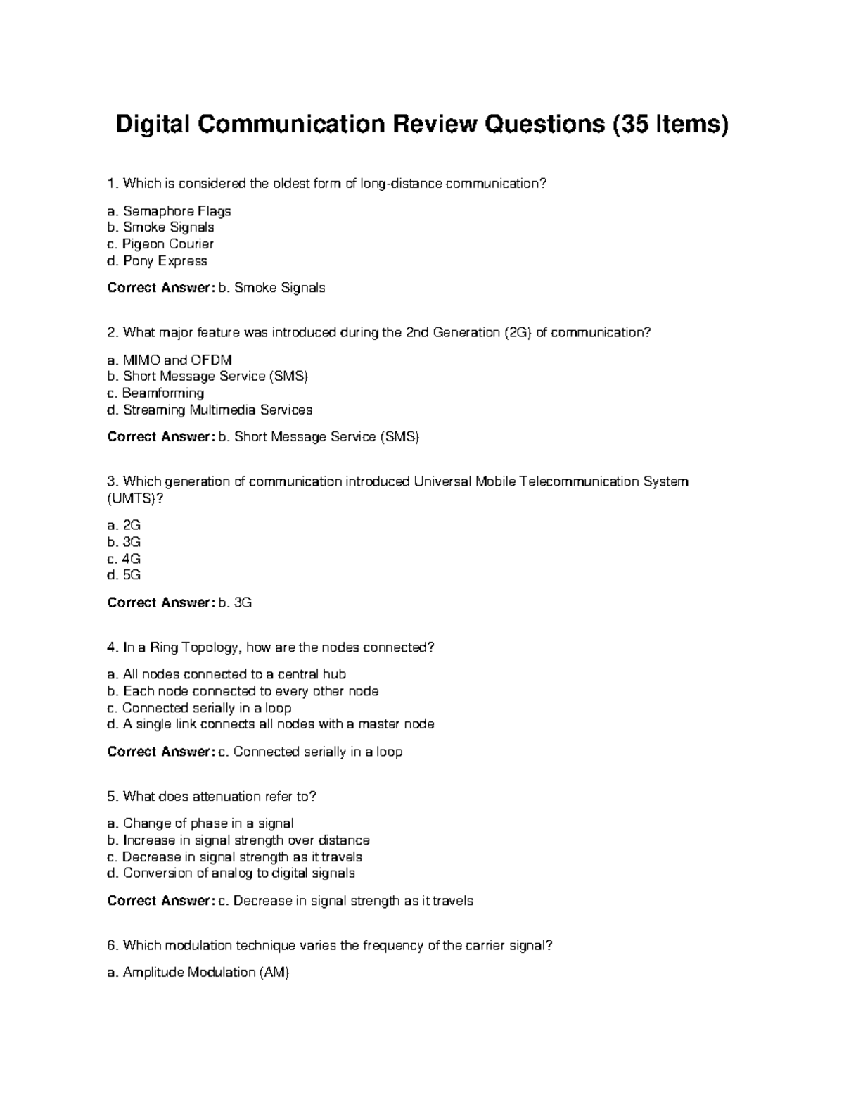 Digital Communication Review Questions (35 Items) - Studocu