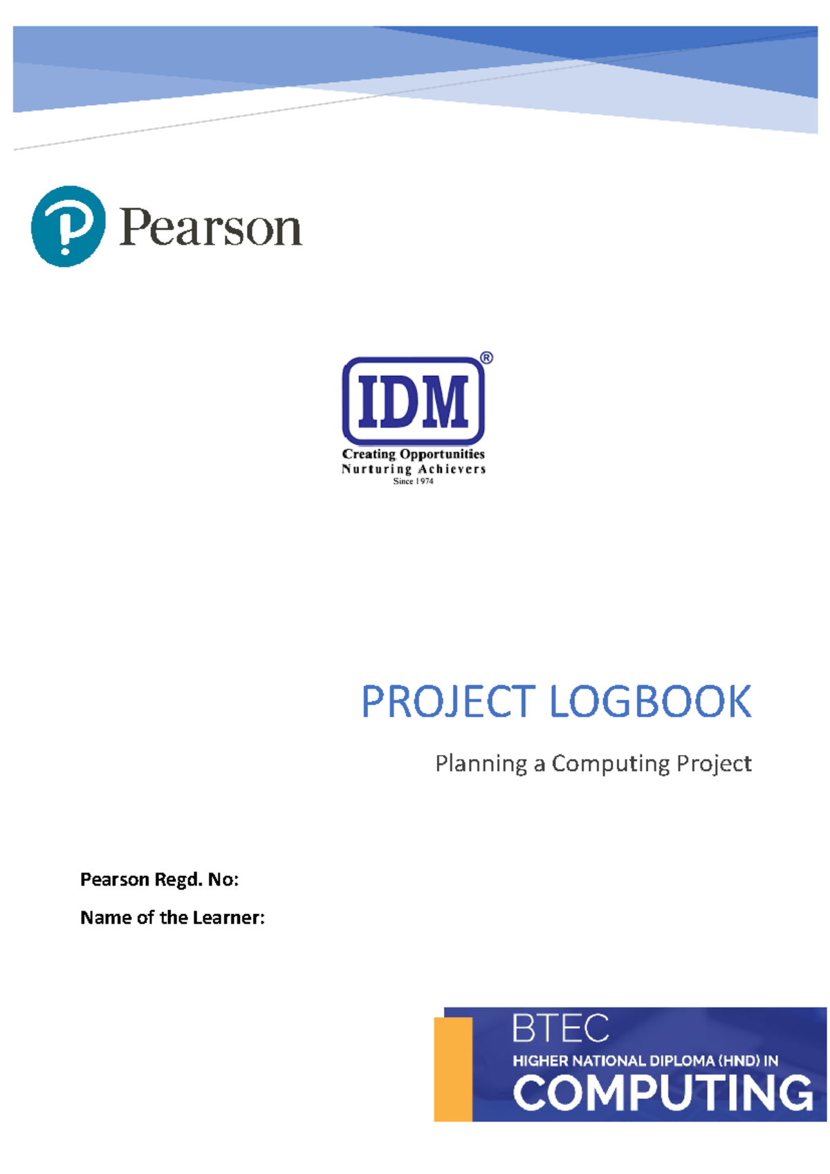 Project Logbook - Computing Project Planning (jnkn) - Studocu