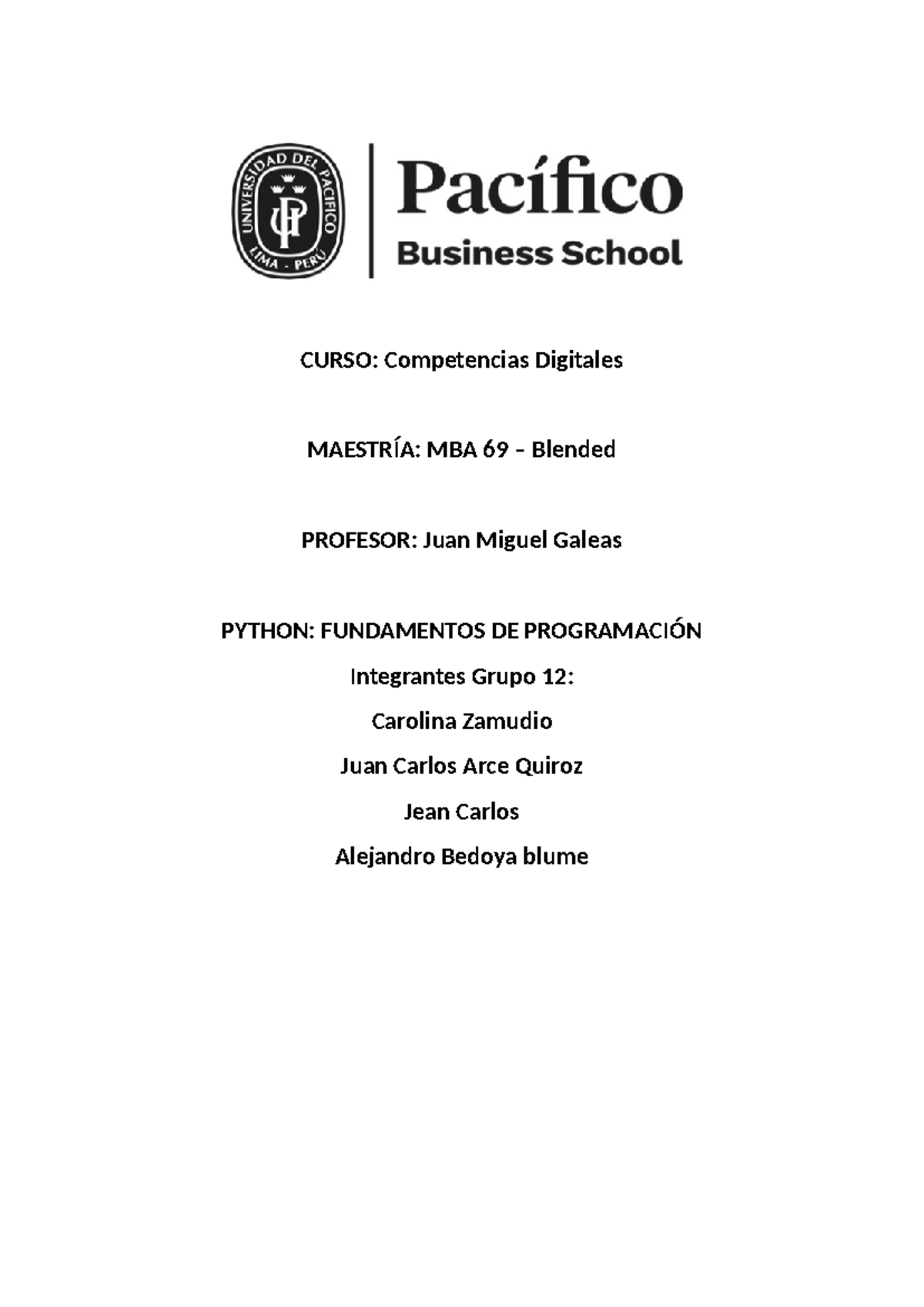 Python: Fundamentos de Programación - Grupo 12 - Ejercicio 1 - Studocu