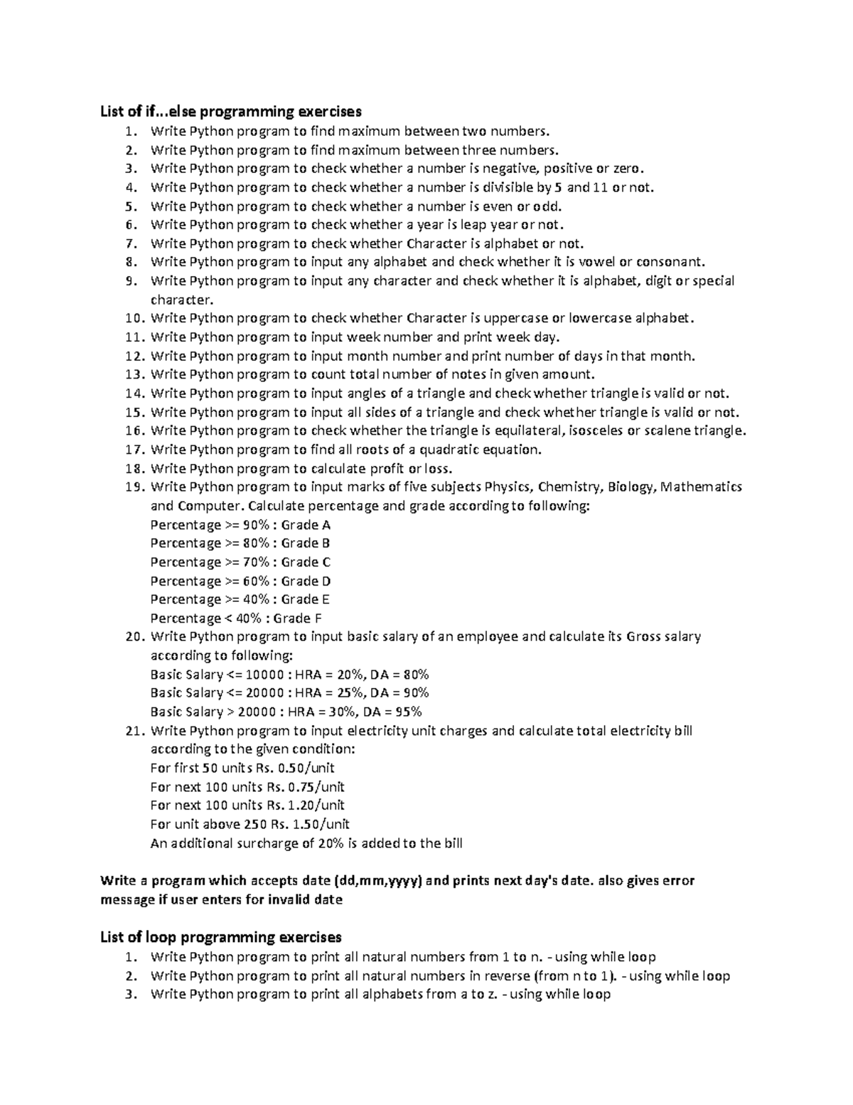 Programming Exercises for Logic Improvement: Python Basics and More ...