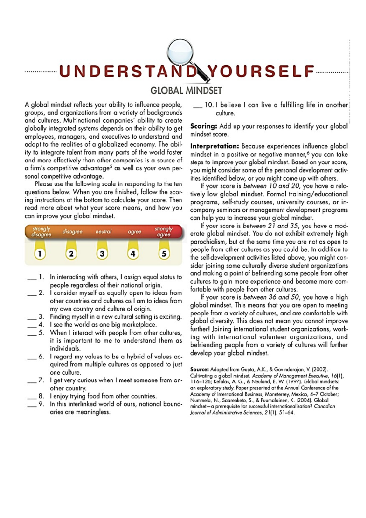 SAQ Global Mindset Assessment - BMMM - Studocu