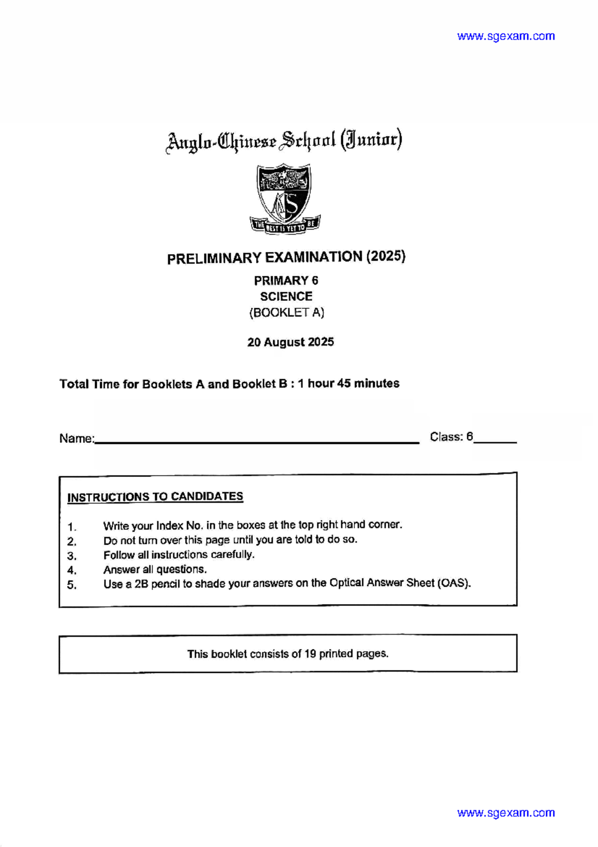 2025-P6 Science Prelim Exam Notes for ACS Junior - Studocu