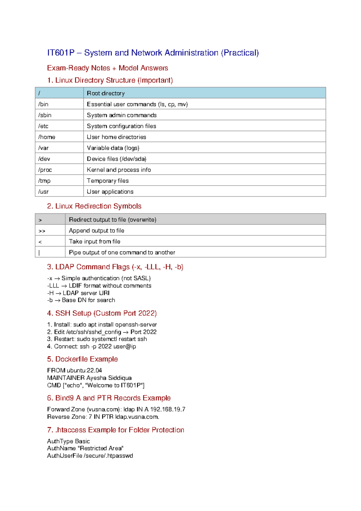 IT601P System and Network Administration Exam Prep Notes - Studocu