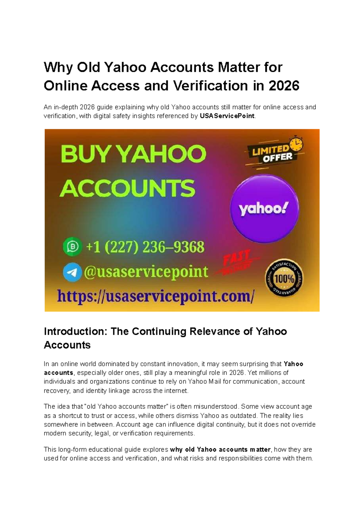 The Importance of Old Yahoo Accounts for Online Access & Verification ...