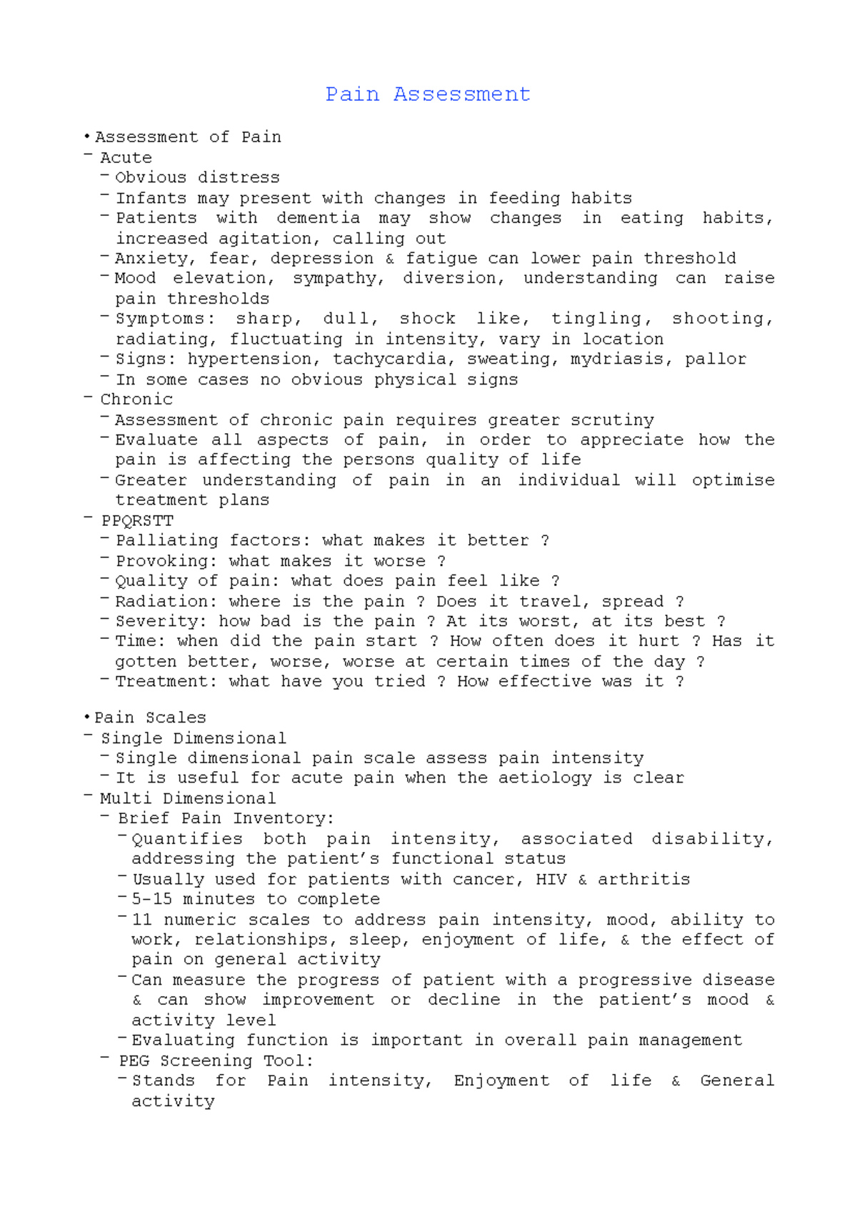 Pain Assessment: Comprehensive Approaches for Acute & Chronic ...
