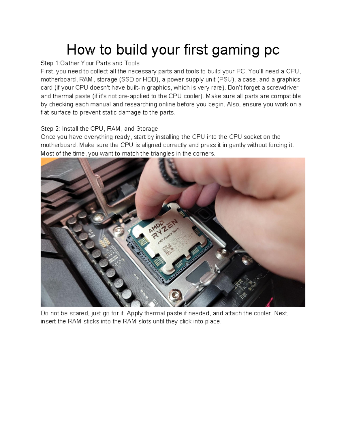Guide to Assembling Your First Gaming PC - Step by Step Instructions ...