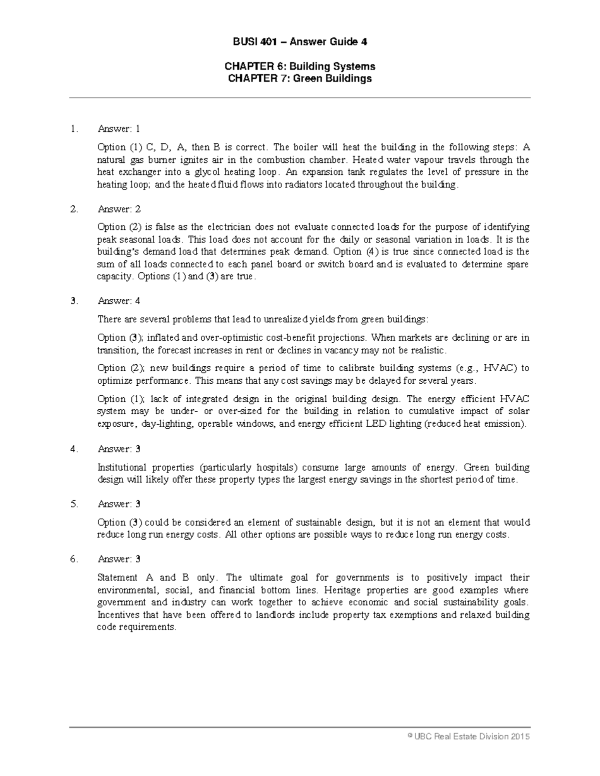 BUSI 401 Answer Guide 4: Systems and Green Buildings Insights - Studocu