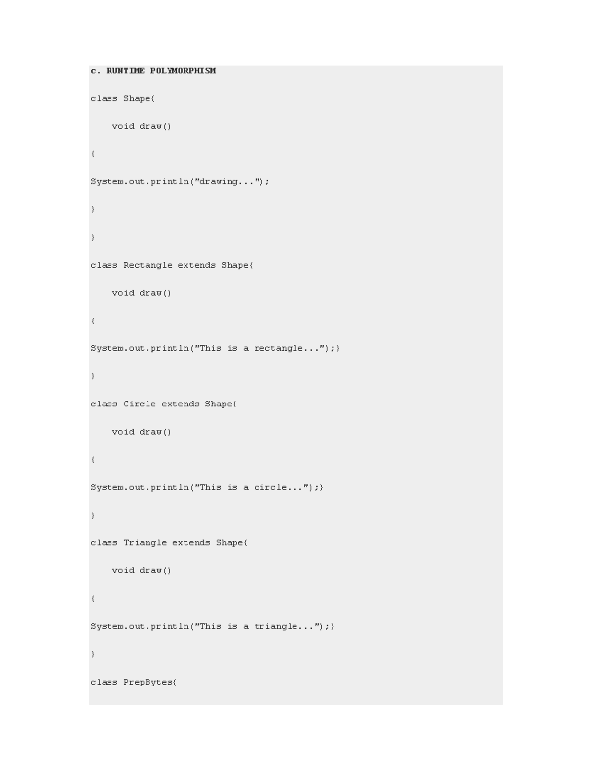 Task5 - FOR DOWNLOADING PURPOSE - c. RUNTIME POLYMORPHISM class Shape ...