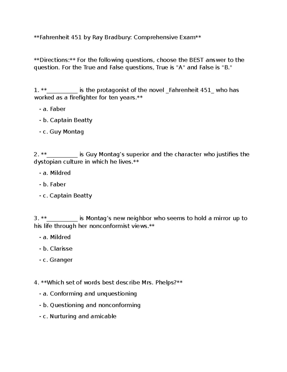 451 Fahrenheit 451: Comprehensive Study Guide and Quiz - Studocu