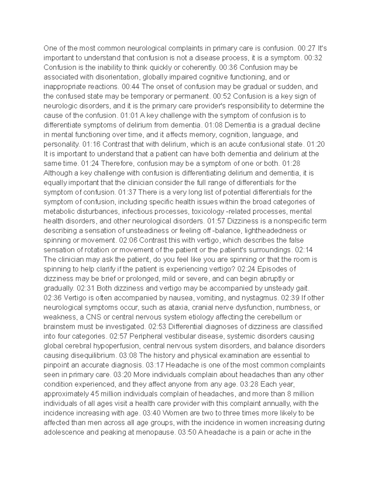 Comprehensive Overview of Neurological Disorders (Course Code: NUR 101 ...