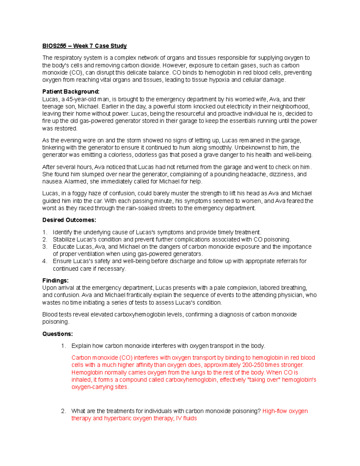BIOS255 Week 7 Case Study: Understanding Carbon Monoxide Poisoning ...