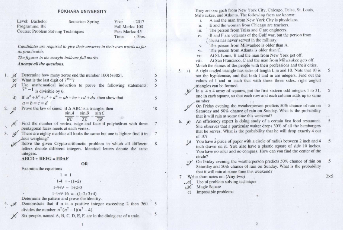 PST-17 Spring - Problem Solving Techniques Detailed Study Notes ...