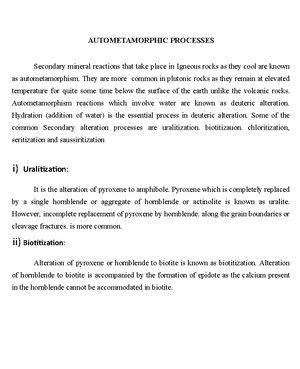 Concept of metamorphism - Protolith The original rock that has ...