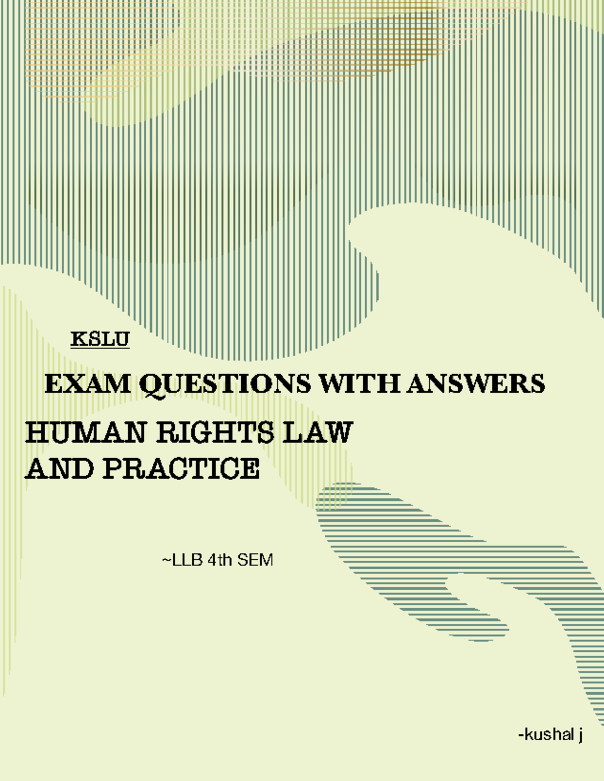 Human Rights - HR Law Notes and Exam Questions (LLB 4th SEM KSLU) - Studocu