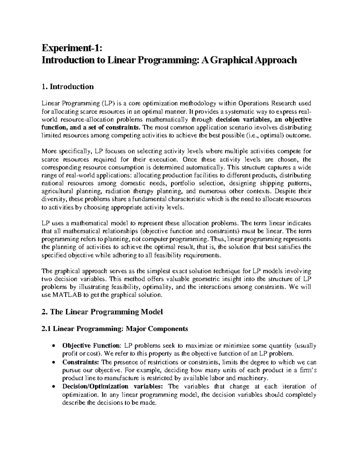 Linear Programming: A Graphical Approach (Course Code: LP101) - Studocu
