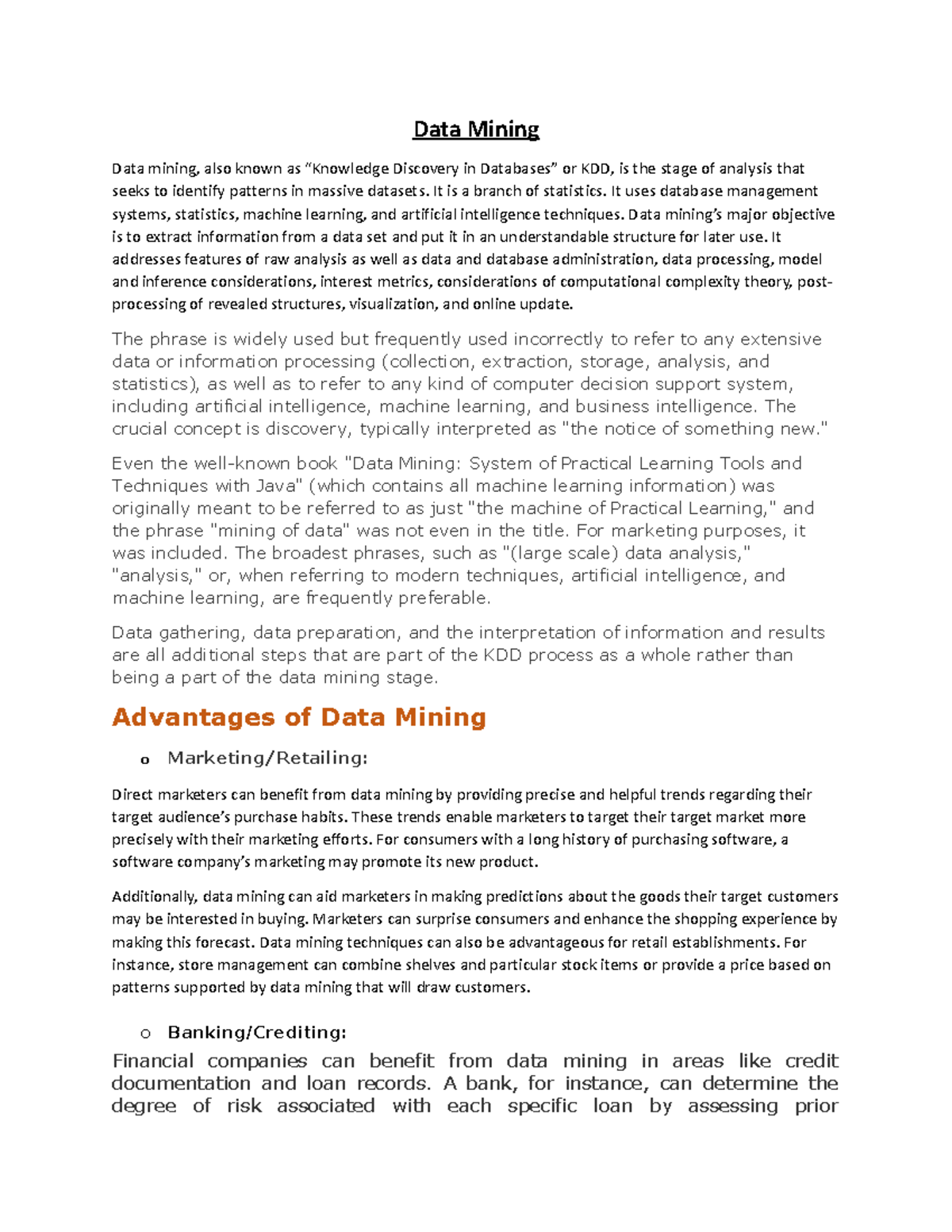 Data Mining Advantages and Disadvantages: An Overview - Studocu