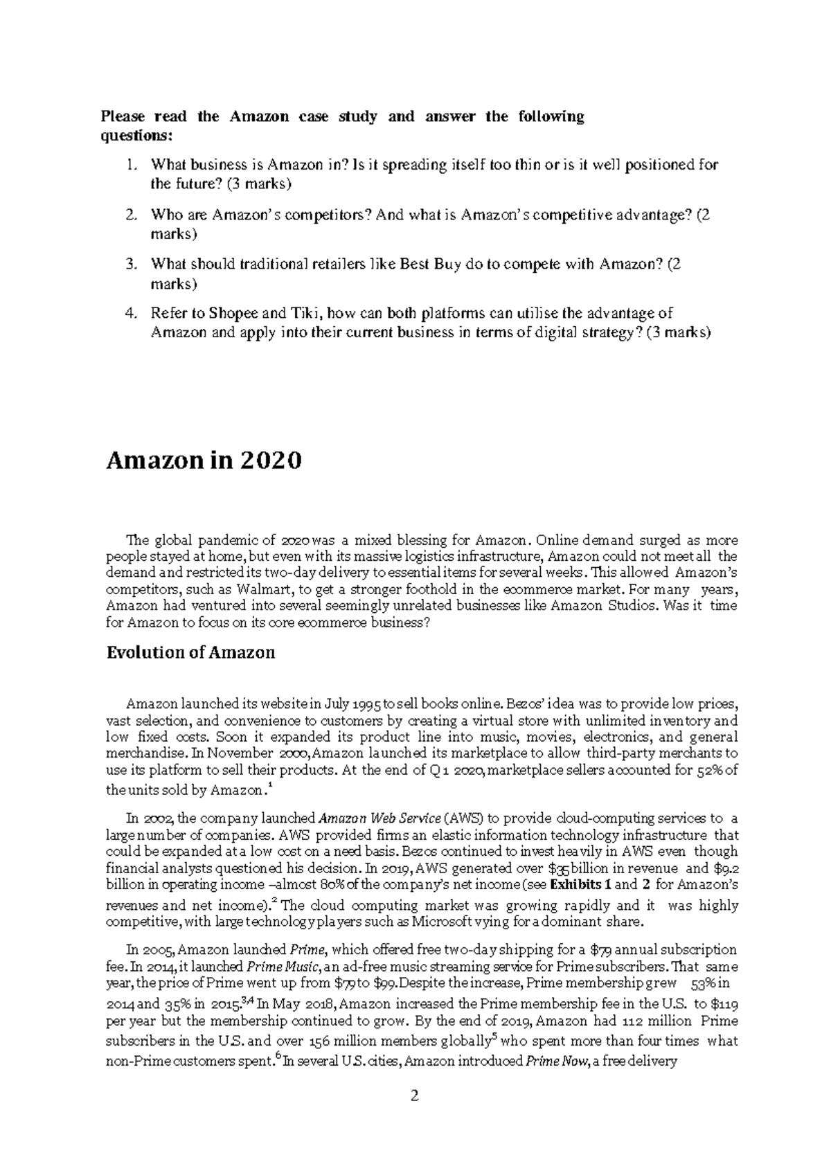 Amazon Case Study Analysis and Strategic Insights - UEH - Studocu