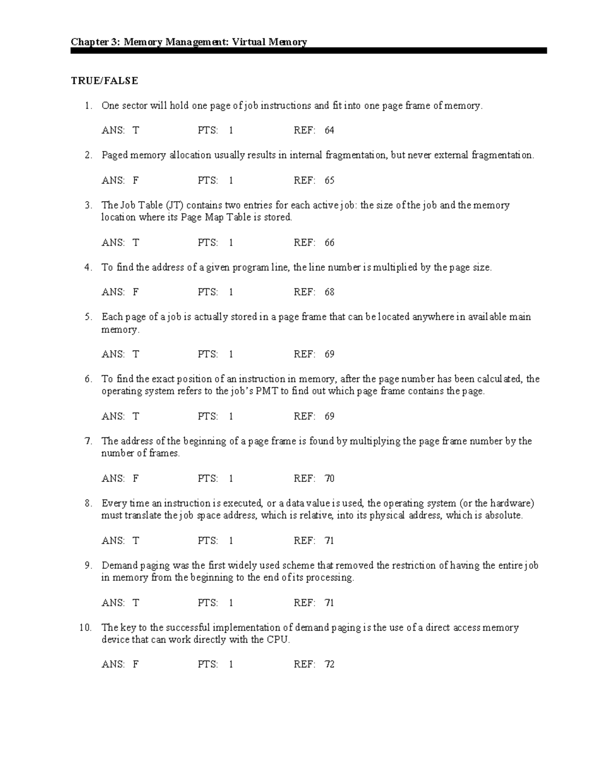 Chapter 3 Review: Memory Management & Virtual Memory Concepts - Studocu