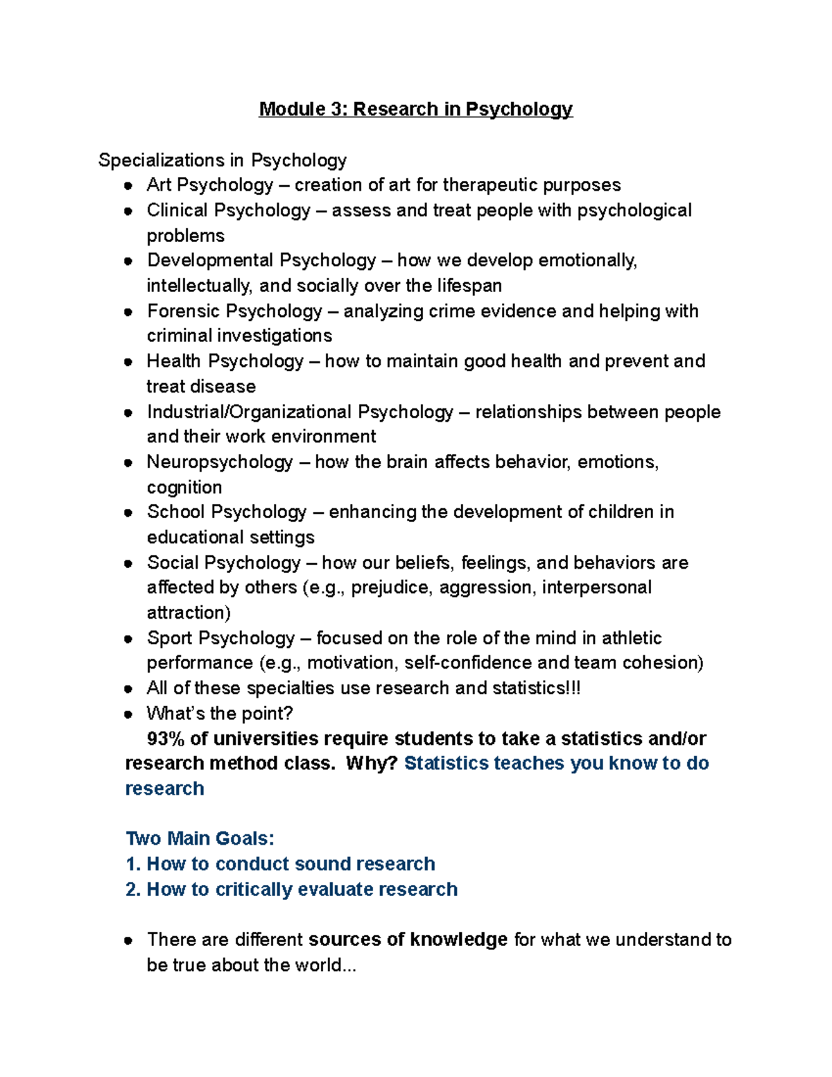 PSY 101 Chapter 1 Module 3 9 3 13 Midterm #1 - Module 3: Research in ...