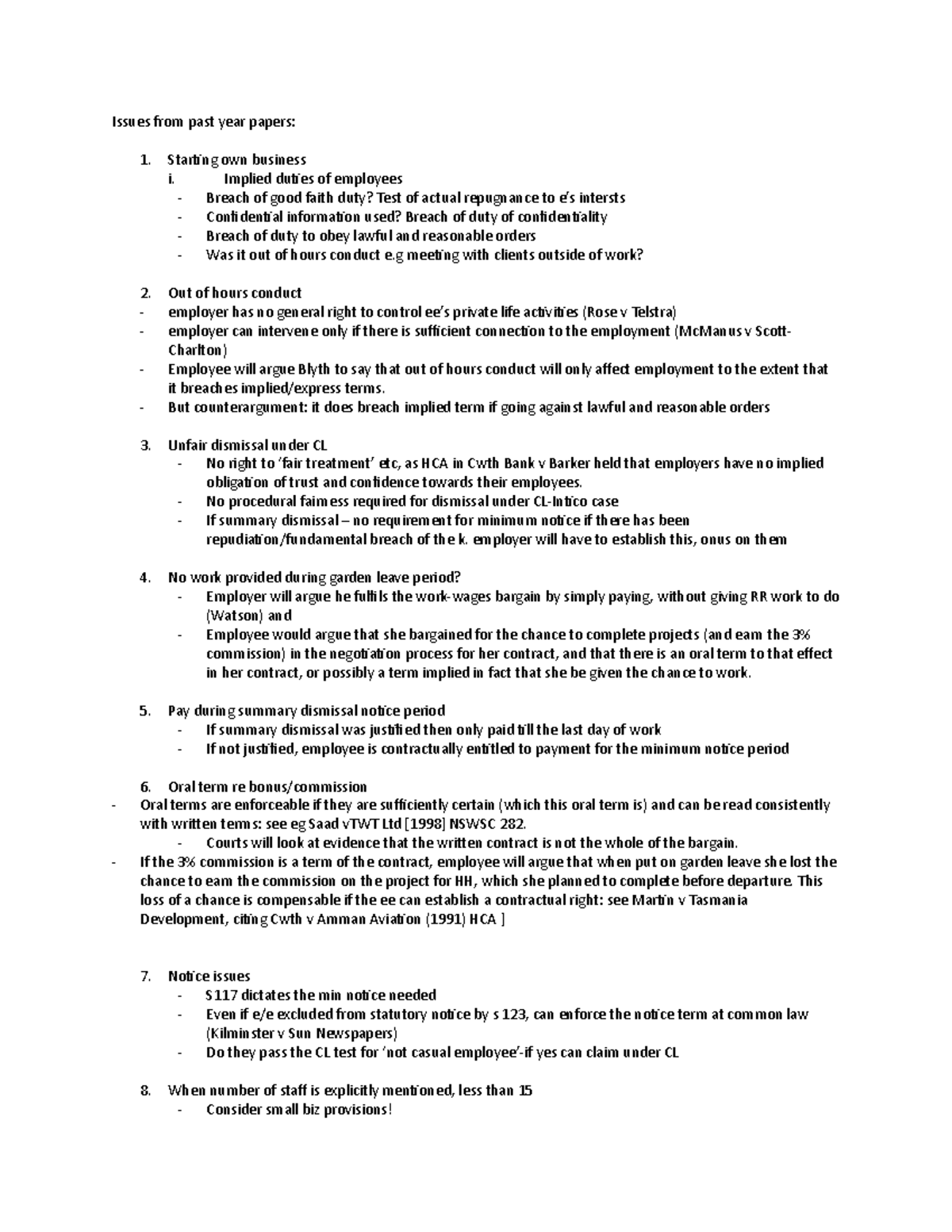 Lecture Notes on Employment Law: Issues in Business and Contractor ...