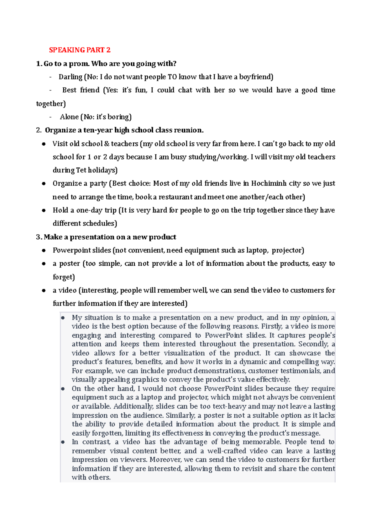 Đề Speaking Part 2 - VSTEP: Topics and Key Insights for Practice - Studocu