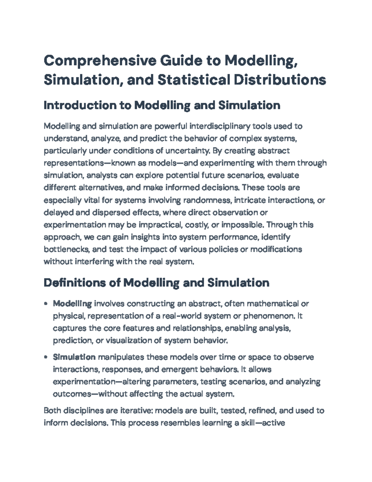 Comprehensive Guide to Modeling & Simulation (Course Code: MATH101 ...