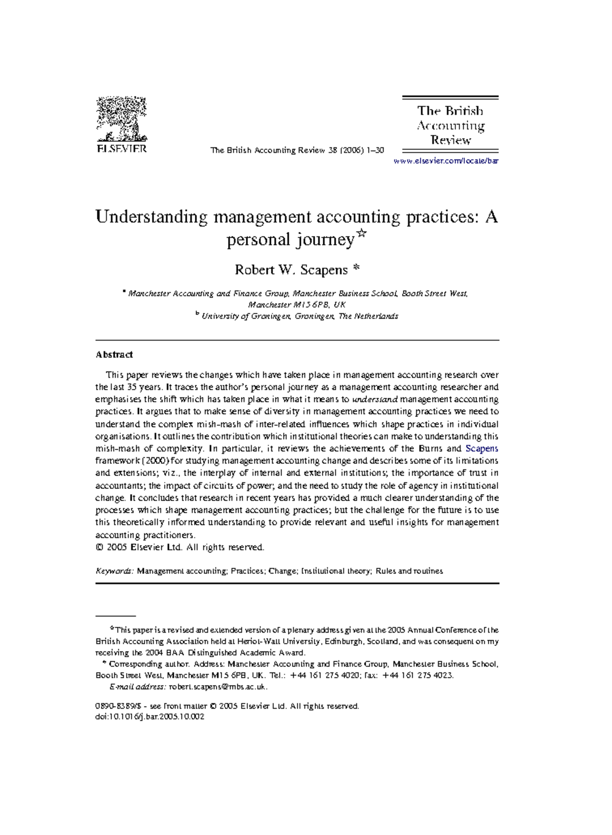 Understanding Management Accounting Practices: A Personal Journey (BAA ...