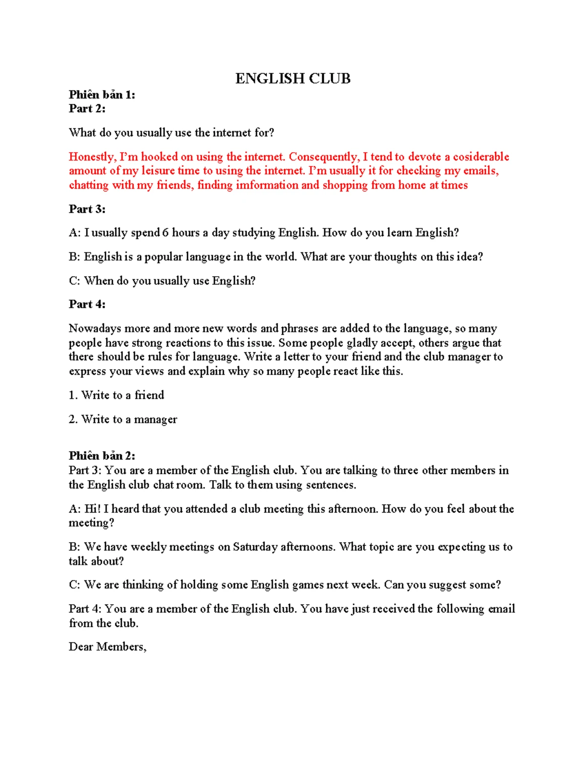Sport CLUB - Writing Reflections and Suggestions for Activities - Studocu