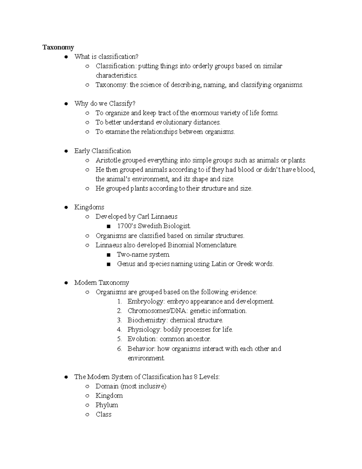 Biology Review: Taxonomy and Classification Principles - Taxonomy What ...