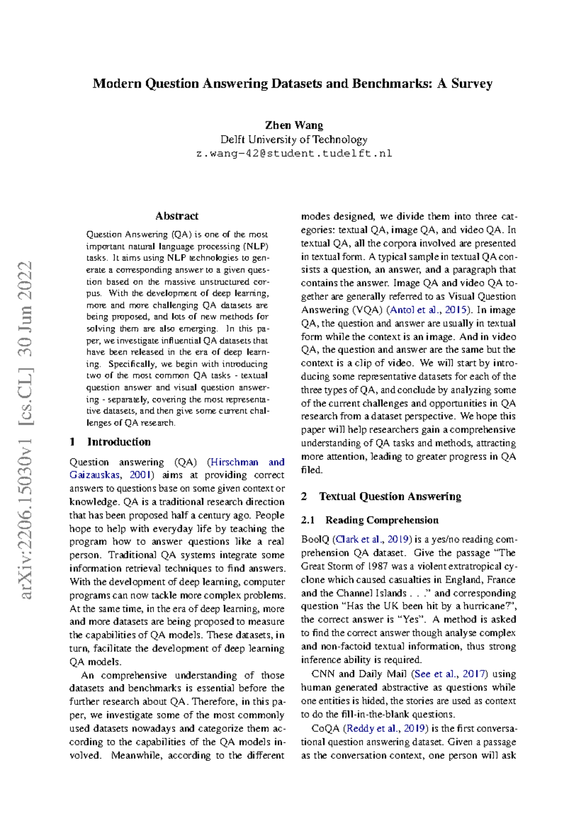 2206 - Modern QA Datasets & Benchmarks: A Comprehensive Survey - Studocu