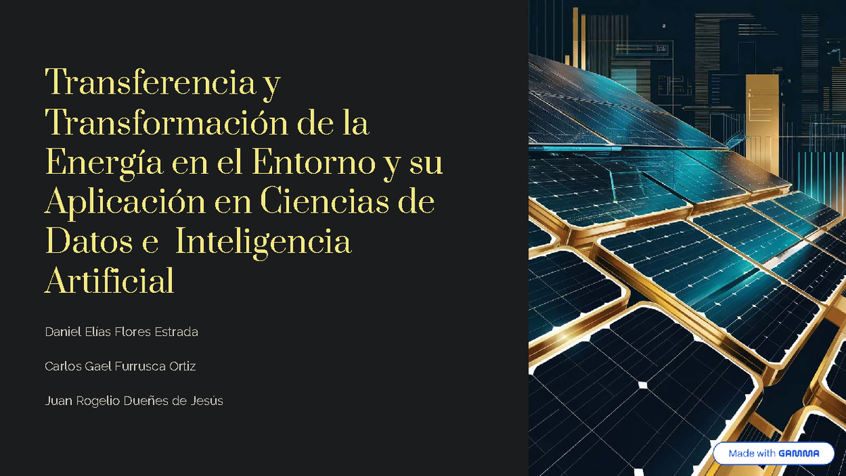 Transferencia y Transformación de la Energía en Ciencias de Datos e IA ...