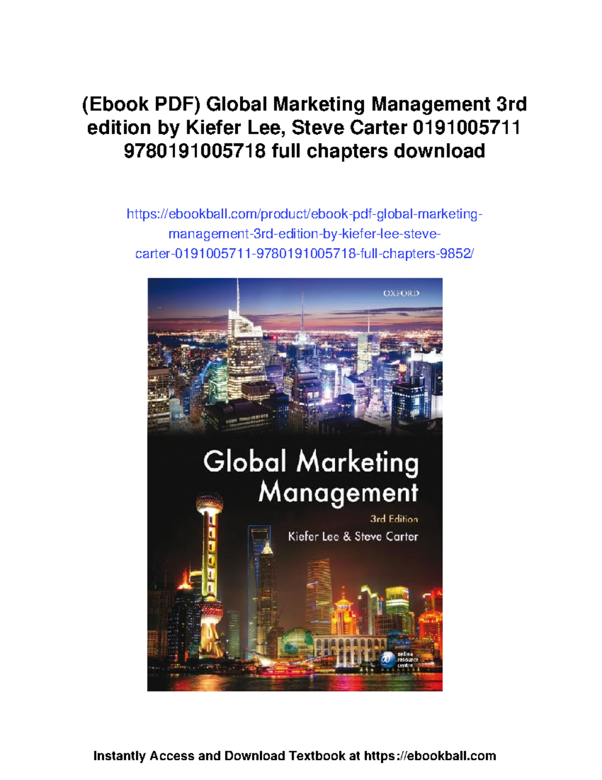 Global Marketing Management 3rd Edition (Ebook PDF) by Kiefer Lee &amp; Steve Carter - Studocu