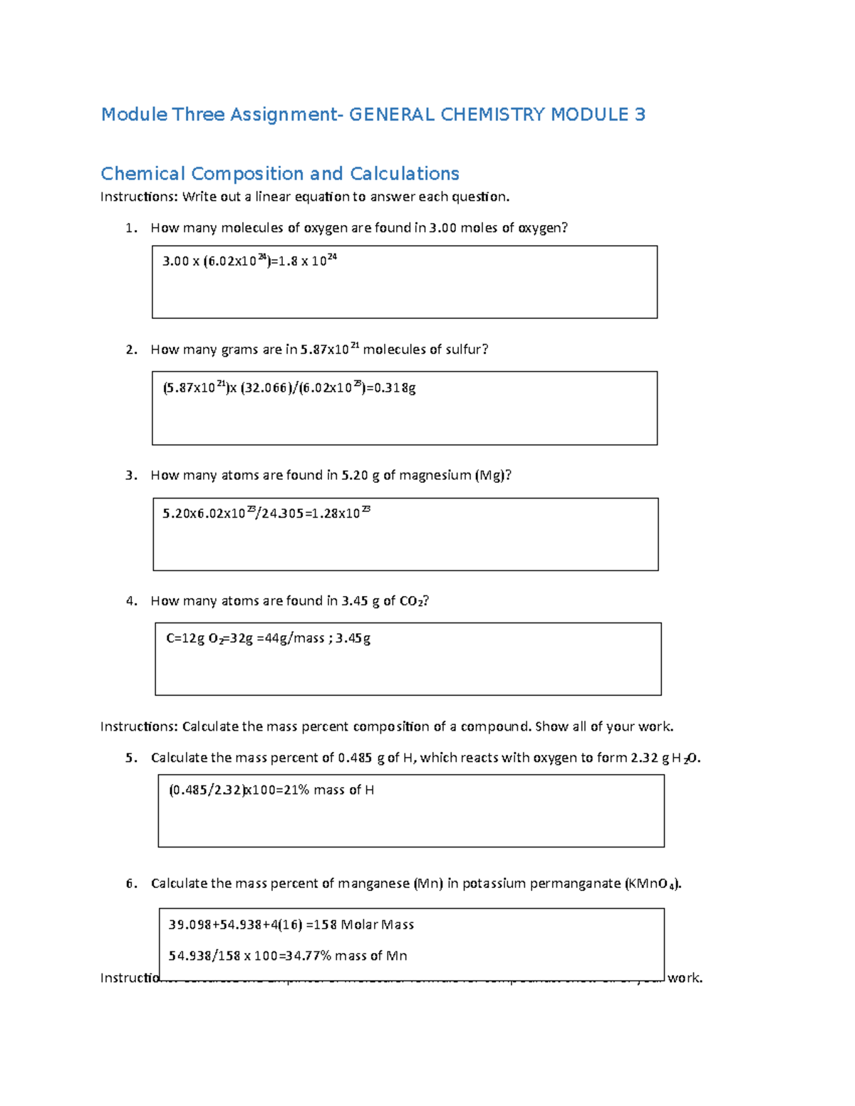 Mod 3 Assignment: Intro to Chemistry (CHEM-012321) - Chemical ...