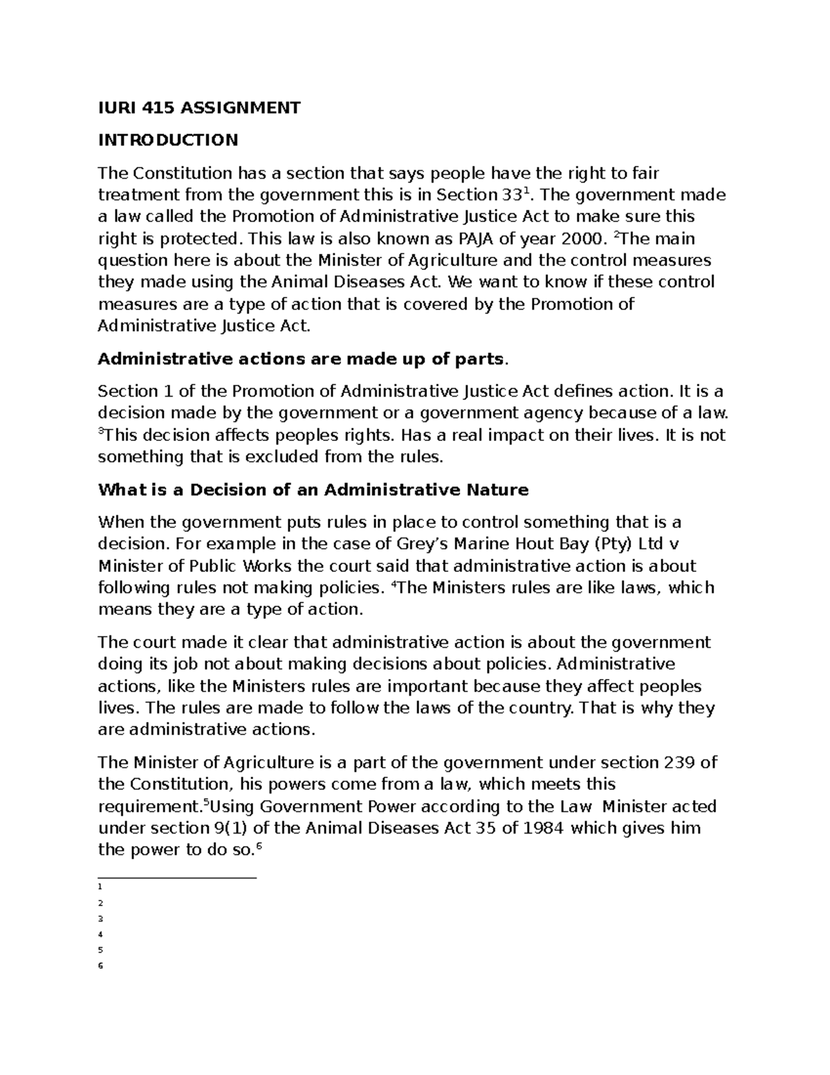 IURI 415 Assignment: Understanding PAJA & Administrative Action - Studocu