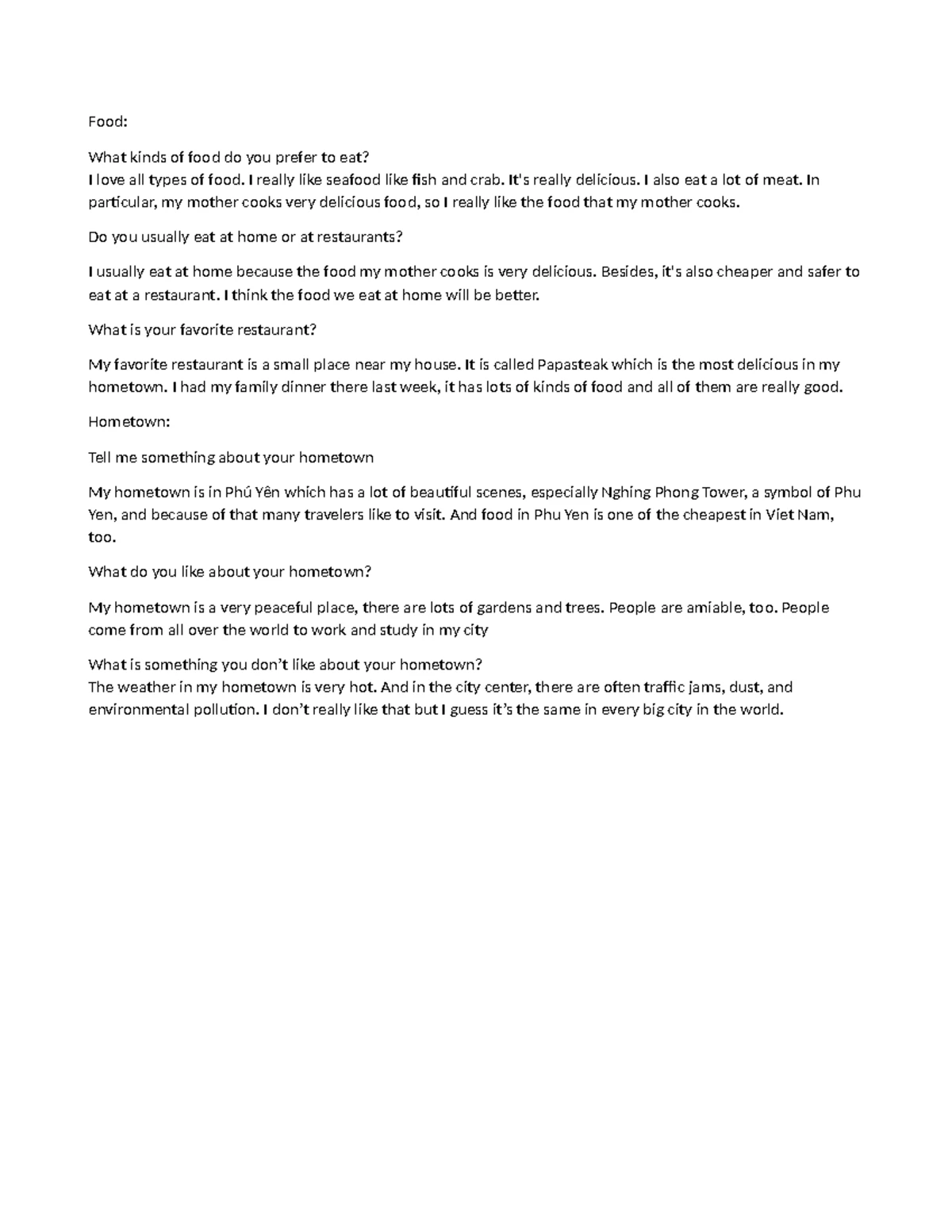 Speaking Level 1 - Review Questions and Answers - Studocu
