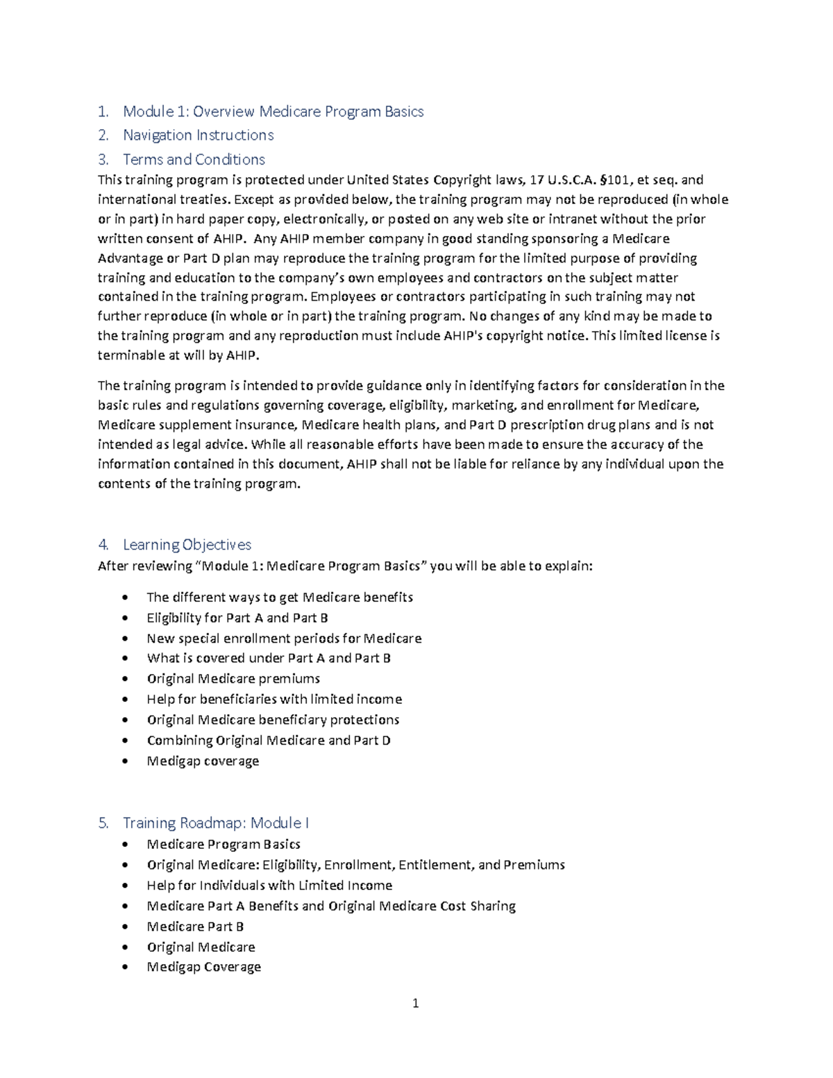 Medicare Program Basics: Overview and Eligibility (Module 1) - Studocu