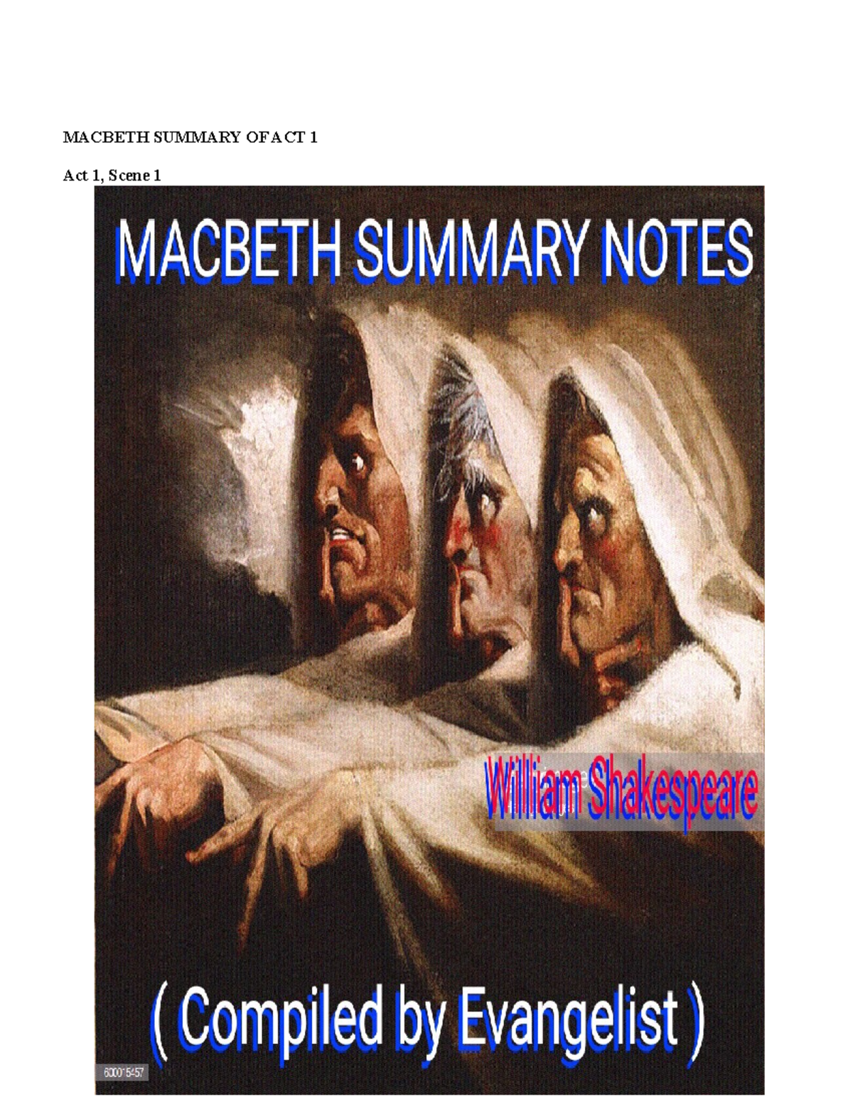 Macbeth Summary Notes (ENG 101): Key Insights from Acts 1-5 - Studocu