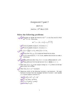 Exercise Sheet # 1 - BRAC University MAT- 215 Exercise Sheet # Part A ...