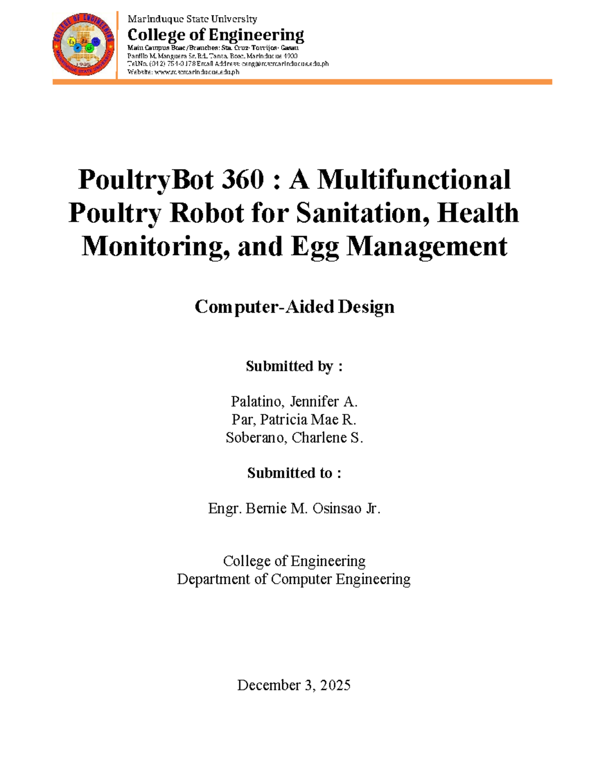 PoultryBot 360: Multifunctional Robot Design for Poultry Management ...